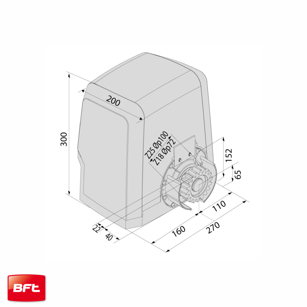 BFT ARES ULTRA BT A1500 Gate Motor spec drawing
