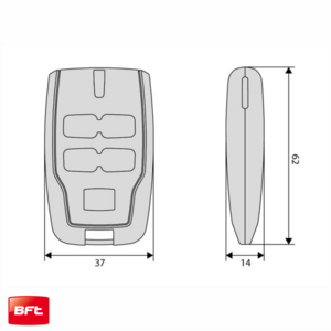 BFT Mitto B RCB 4 Button remote control spec drawing