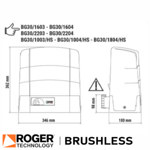 Roger Technology BG30/1604 Gate Motor spec drawing