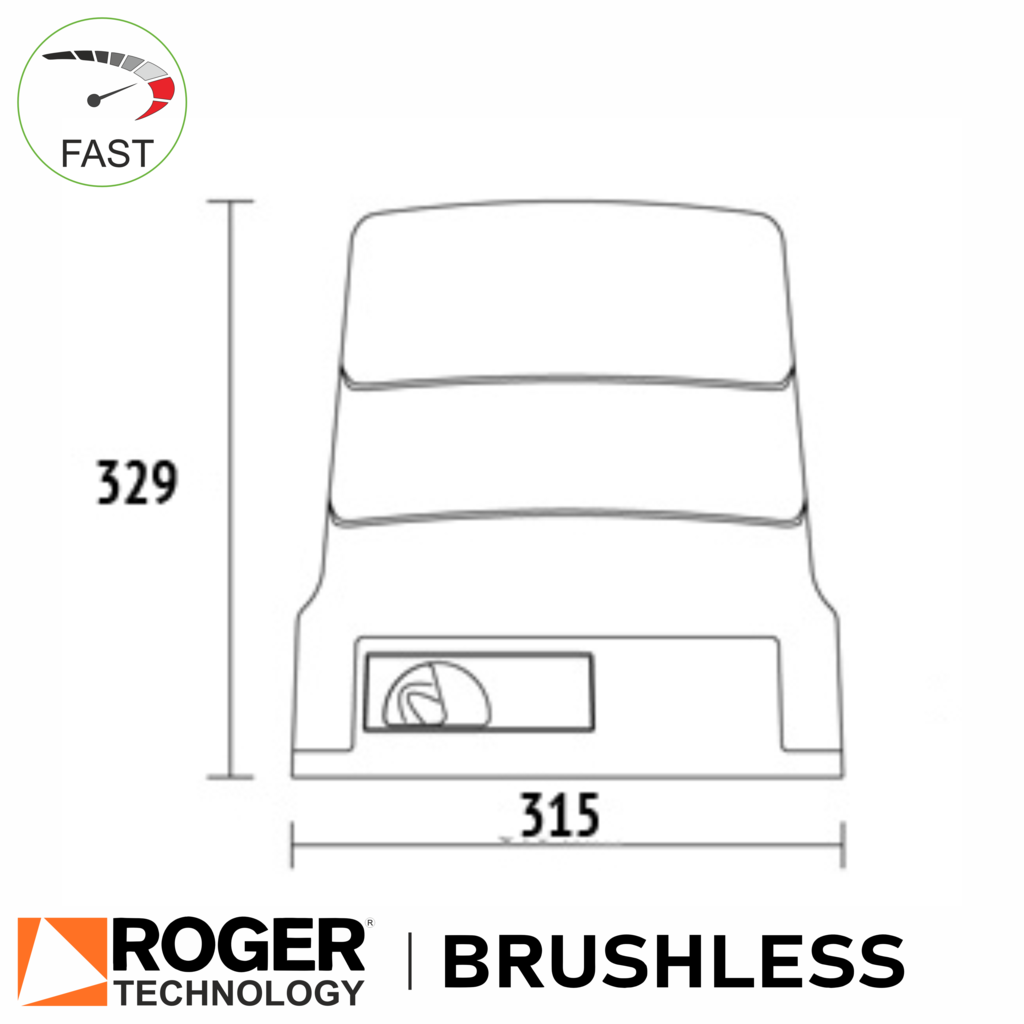 Roger Technology BH/604/HS Gate Motor spec drawing