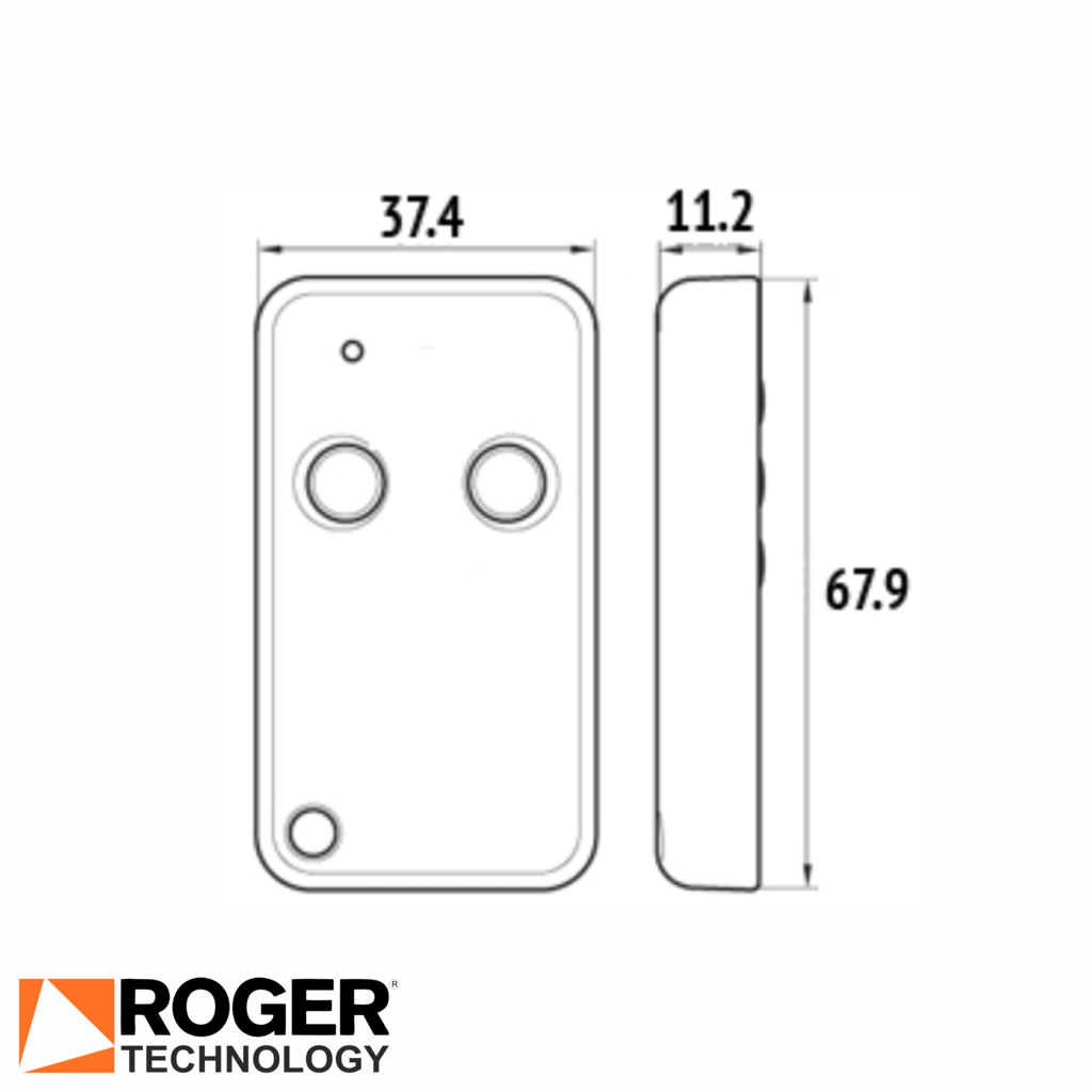 Roger Technology E80/TX2R Remote control spec drawing