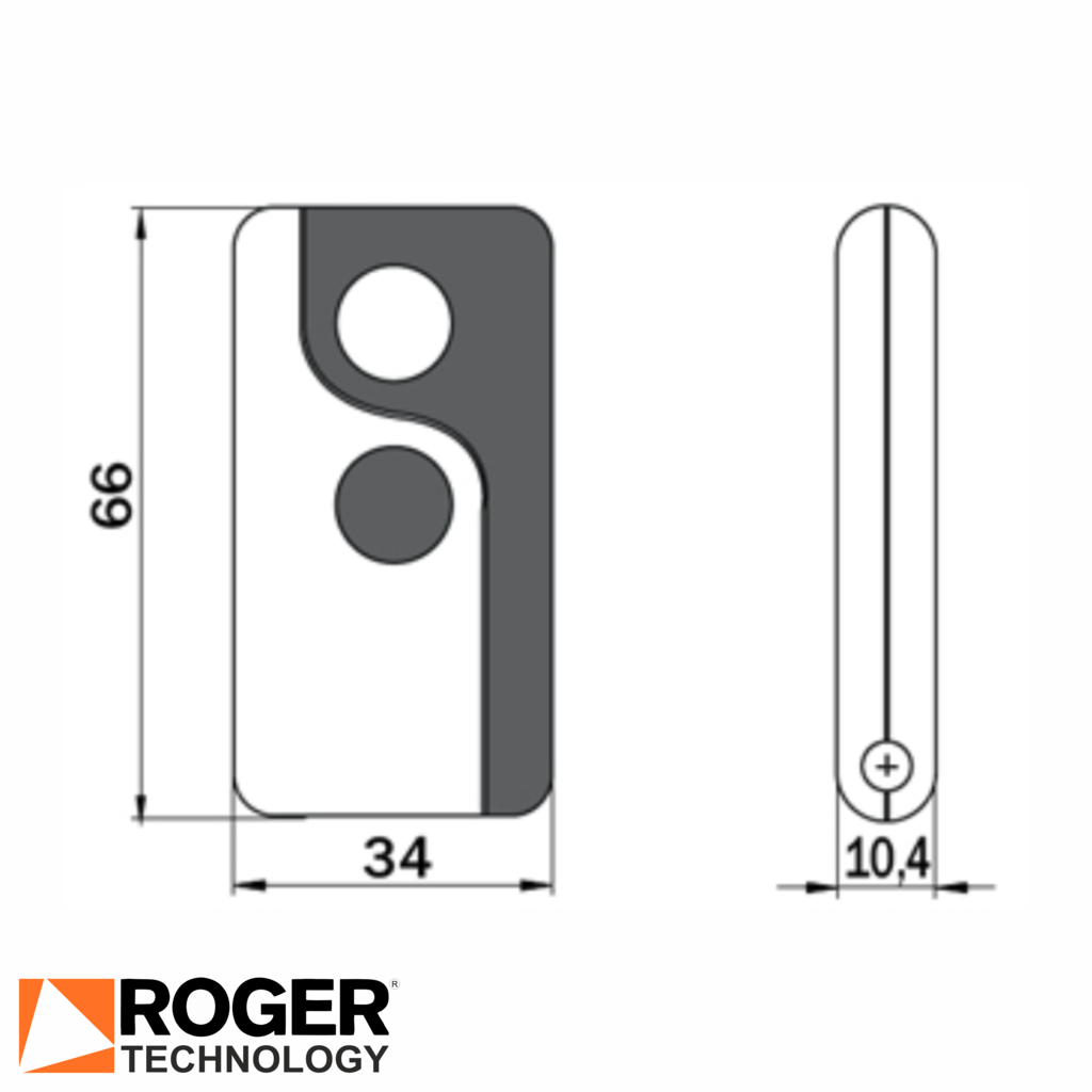 Roger Technology Synus 2 Remote control spec drawing